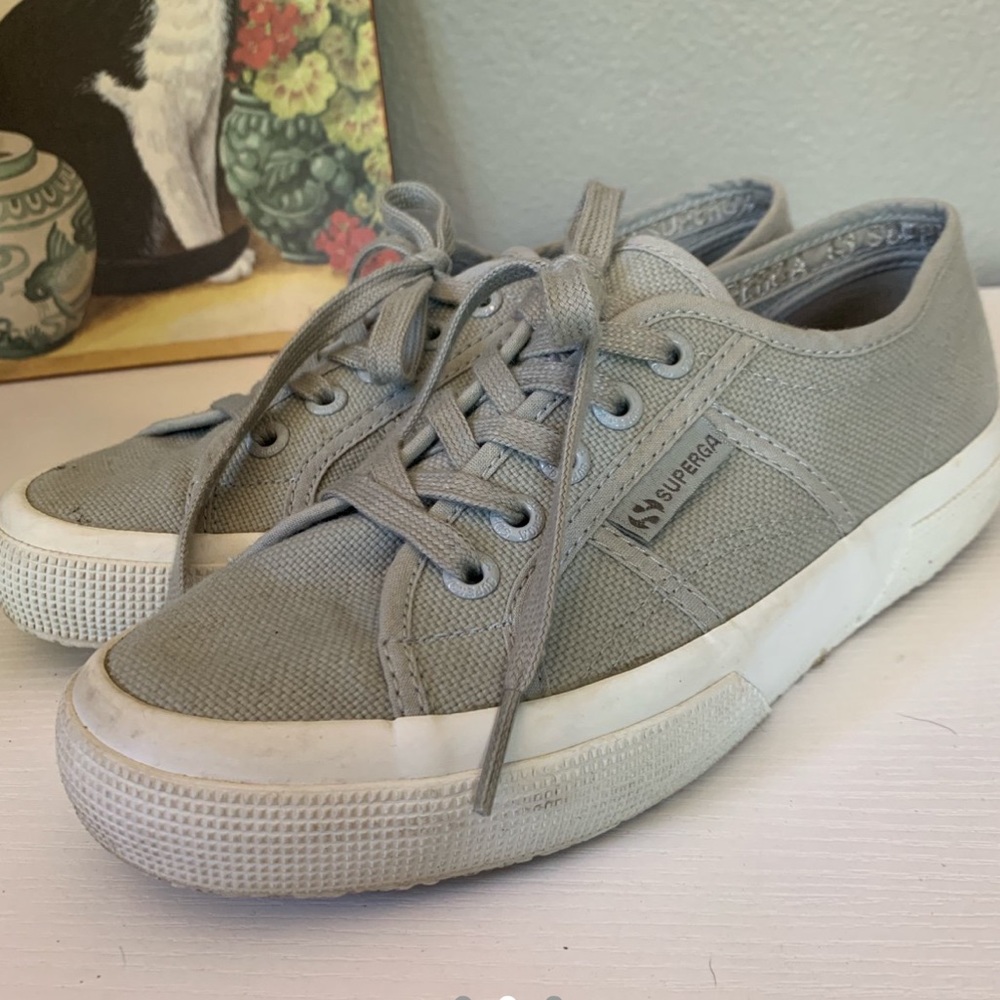 •Grey Superga shoes•